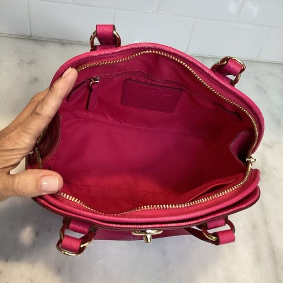 Coach Prince Street Cross Grain Leather Mini Convertible Domed Satchel Bag - Picture 12 of 15